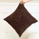 Panleding Pack of 2 Decorative Throw Pillow Covers, Corduroy Boho Striped Pillow Cases, Simple Modern Home Decor for Sofa Living Room Couch Bed, 18x18 Inch, Black & Brown