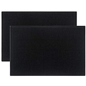 Tebery Black Mat 18" x 12" - 45.7 x 30.5cm Rubber Bar Service Spill Mat (Pack of 2)