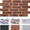 Commomy 3D Brick Wall Panels Peel and Stick - 12 pcs of 22.8" x 11.8" - Thin & UrltraLight Red Brick Wallpaper Stick on Tile for Kitchen, Bedroom, Living Room,TV Background,RV(Covers 22.48 sq.ft)