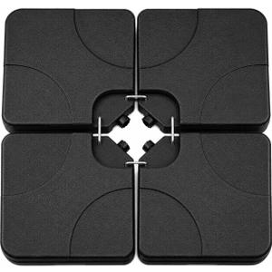 4 Pack Square Offset Cantilever Umbrella Base, Heavy Duty Water Sand Fillable Stand Supports Up to 176 Lbs, Stable Outdoor Holder for Patio Backyard Shades, Black
