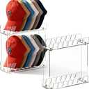 Happyseason 2 Pack 2-Tier Hat Organizer for Baseball Caps, Acrylic Baseball Cap Display Stand, Hat Rack Two Levels, Hat Organizer Shelf for Closet, Hat Holder Holds 28 Caps