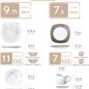 VEWEET 'Nikita' 30-Piece Dinner Set Ivory White Brown Lines Porcelain China Ceramic Combination Sets of Dessert Plates/Soup Plates/Dinner Plates/Cups/Saucers Service for 6