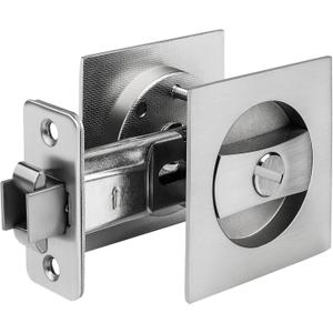 Pocket Door Lock Brushed Nickel, Privacy Square Pocket Door Hardware Not-Adjustable 2-3/8" Latch, Pocket Door Handles for Pocket Doors Sliding Doors 1 Pack