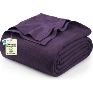 Utopia Bedding Premium Cotton Blanket Full/Queen Plum - Soft Breathable Thermal Blanket - Ideal for Layering Any Bed