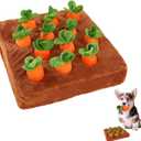 Carrot Dog Toys-Carrot Snuffle Mat for Dogs,Interactive Dog Plush Puzzle Toys,2 in 1 Non-Slip Nosework Feed Games Pet Stress Relief with 12 Carrots