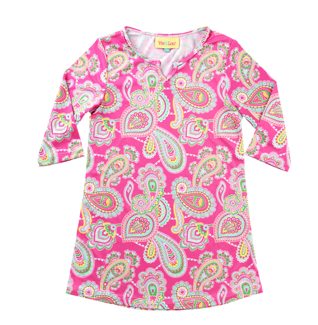 Small Abstract Patterned Shirt Pink/Green/White S