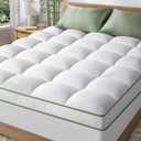 Extra-Thick 2 Inch King Size Mattress Topper - Ultra Plush & Soft Viscose Derived from Bamboo Mattress Pad, Naturally Cooling & Perfect for Full Body Support, Snow White