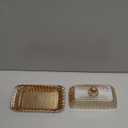 Champagne Color Glass Butter Dish with Lid, Covered Butter Stick Holder Tray, Crystal Glass Butter Storage Container for Kitchen Countertop