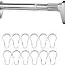 Silver Shower Curtain Rod 39 to 137 Inch,Heavy-Duty inner Lock Stainless Steel Telescopic Rod,1.2-Inch Diameter Bathroom Anti-Rust And anti-Slip Tension Rod Without Drilling,Convenient to Use
