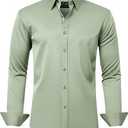 J.VER Men's Dress Shirts Solid Long Sleeve Stretch Wrinkle-Free Formal Shirt Business Casual Button Down Shirts, L