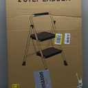 2 Step Ladder, Portable Steel Folding Step Stool with Wide Anti-Slip Pedal & Convenient Handgrip, 500lbs Sturdy Steel Ladder, Black