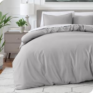 Bare Home Bedding Duvet Cover Queen Size - Premium 1800 Super Soft Collection - Lightweight, Cooling - Soft Breathable Bedding Duvet Cover (Queen, Light Grey) (Queen, 04 - Light Grey (No Comforter))