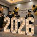 Graduation Decorations Class of 2026, 4FT Large PRE-CUT 2026 Marquee Numbers Kit for Preschool High School College Prom Party Decor
