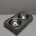 Elevated Bowls, 4 Height Adjustable Raised Stand With 2 Thick 50oz Stainless Steel Food Bowls, Non-Slip Feeder for Large Medium Dogs, Adjusts to 3.7", 9.2", 10.75", 12.36" Grey