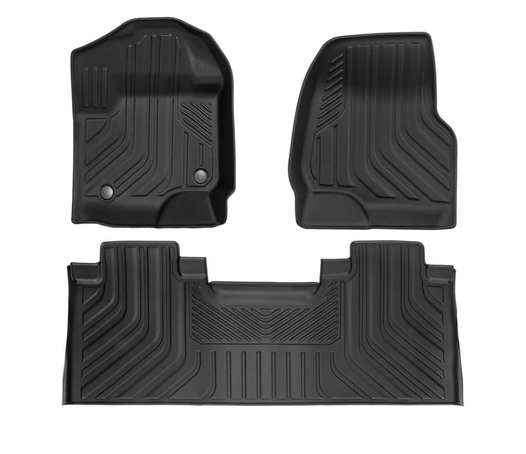 Floor Mats Compatible with Ford F250/F350, All Weather Floor Liners for 2017-2024 2025 Ford F-250/F-350 SuperCrew Cab Rear with Under Seat Fold Flat Storage,Set of 3