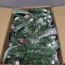 Jin&Bao 9FT Christmas Garland with Lights, 100 LED Prelit Green Snowy Pine Garland Christmas Decorations with Timer Function, 3AA Battery Operated Xmas Garland Fireplace Door Stairs Outdoor