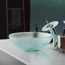 Cascade 16.5" Color Glass Vessel Sink with Faucet, Frost