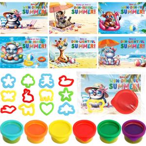 Ceiba Tree End of School Year Student Summer Gifts from Teacher Playdough Last Day of School Gifts for Kids Students Bulk 24 Boxes Air Dry Clay Play Modeling Dough 24 Cutters Molds 24 Cards 24 Bags
