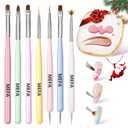 2 x MEFA Nail Art Brushes Set, 8 Pcs Nail Brushes for Nail Art and Nail Art Palette with Polish Brush, Extension Gel Brush, Liner Brush, Carved Brush, Dotting Pen, Builder Brush, Fan Brush for Home Salon (A-Macaron Color)