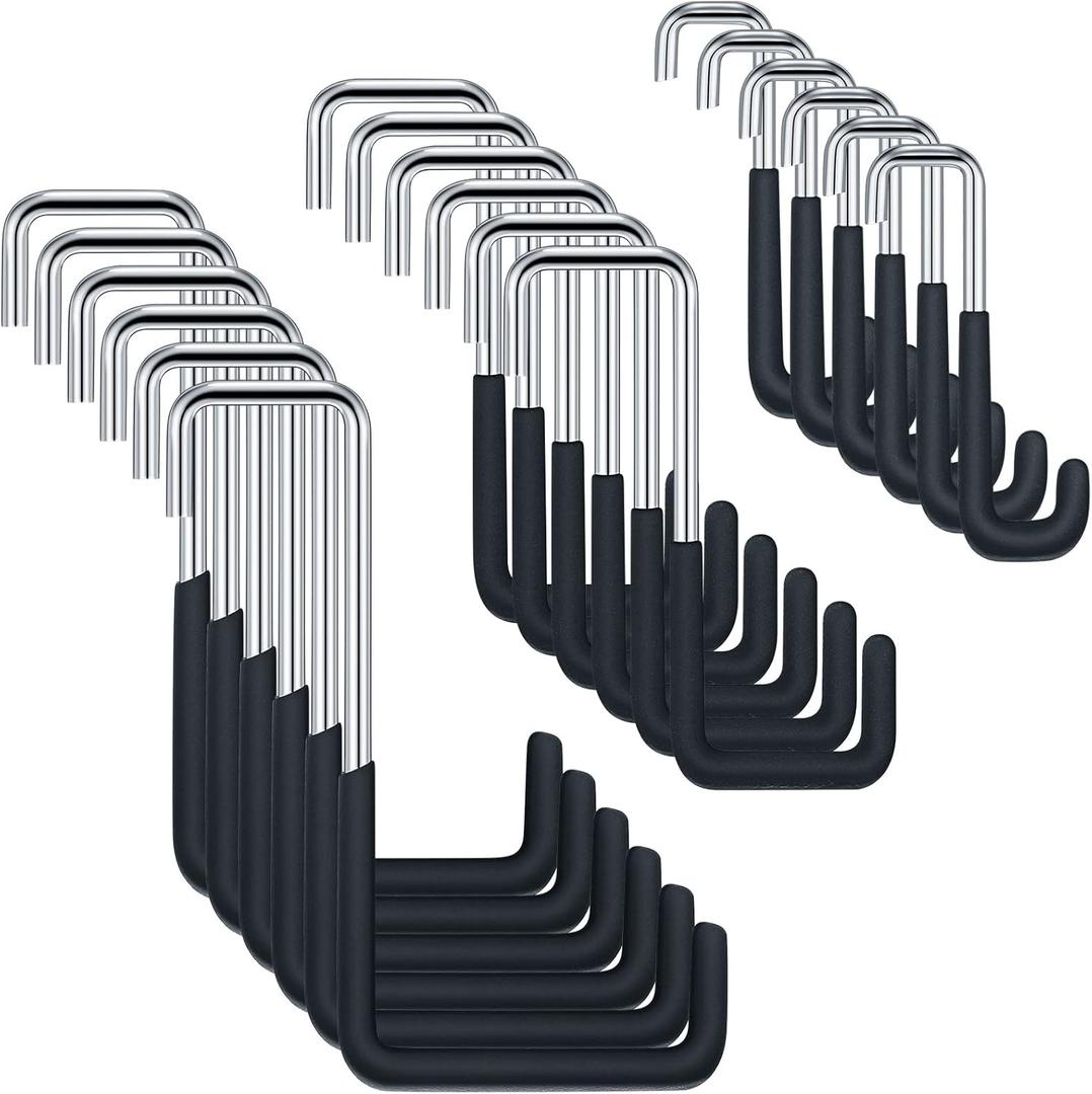 Hotop 18pcs Rafter Hanger Heavy Duty Large S Hooks Rafter Hanger for Garage Ladder Bike Fence Storage Organizer Hooks S Shaped Hooks Hanging Hangers Hooks (Large, Medium, Small), Black
