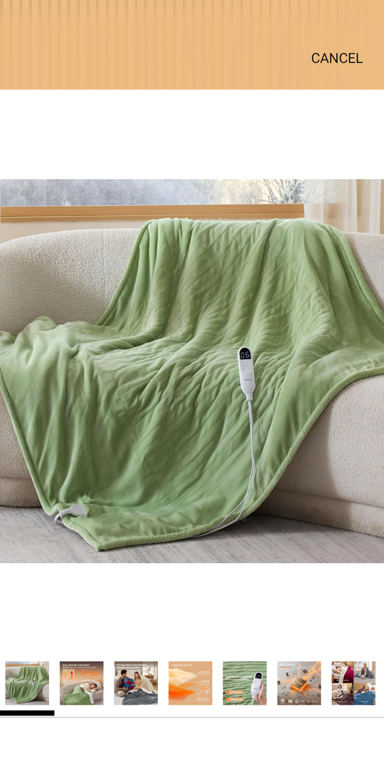 Hansleep Heated Blanket Electric Blanket Twin, Heating Blanket with 9 Heating Levels and 10-Hour Timer Auto Shut Off, Washable Soft Warm Winter Blanket, 62 x 84 Inches, Green