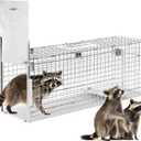 32" Humane Animal Cage Trap, Live Animal Cage Trap, Folding Animal Trap for Stray Cats, Raccoons, Rabbits, Skunks, Moles, Groundhogs and Armadillos up to 17 lbs
