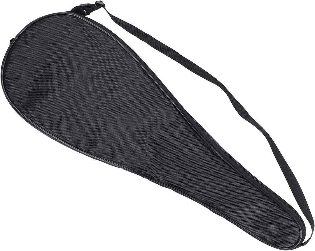 Badminton Racket Bag Lightweight Waterproof Racket Cover Bag Multi-use Racket Shoulder Bag Portable Squash Racket Cover with Zipper Closure&Adjustable Strap for Men Women Outdoor Indoor Sports (Black)
