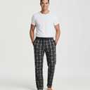 Real Essentials 3 Pack: Men's Soft Cotton Flannel Pajama Pants PJ Lounge Bottoms Elastic Waist Pockets (Big and Tall) (XXL)