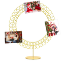 Metal Christmas Card Holder Wreath Xmas Card Display Spiral Photo Holder Decorative Tabletop Photo Rack Spiral Wreath for Holiday Party Picture Table Gift(Gold,Round)