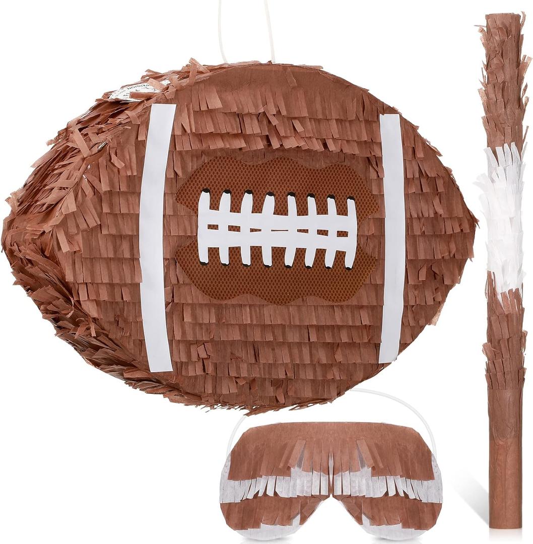 Sratte Kids Football Piata for Birthday Decoration Football Piata with Bat and Eye Mask for Boys Sports Birthday Party Supplies