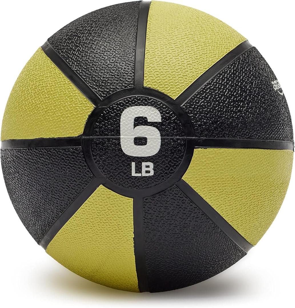 Amazon Basics Weighted Medicine Ball for Core Strength, Strength Training, Full-Body Workouts and Balance Exercises, 6 Pounds, Yellow/ Black