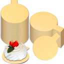 Teenyyou 200 Pcs 2 Inch Mini Cake Boards with Tab Small Round Dessert Plates Bulk Pastry Waxed Cake Coaster for Cupcake Tiny Dessert Display Trays, Party Wedding Birthday Party Favors(Gold)
