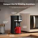 Horavie Small Single Serve Coffee Maker for K Cup and Grounds, Fast Brew One Cup Coffee Machine with One Button, 6 to 12 oz. Brew Sizes, Perfect for Home and Travel, Black