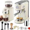 Gevi Espresso Machine 20 Bar with Grinder, Professional Espresso Maker with 35 Precise Grind Settings Burr Coffee Grinders Combos, Super-Automatic Espresso Machines, Gift for Coffee Lover (Ivory Beige)