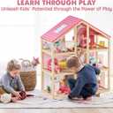 Tiny Land Wooden Dollhouse for Girls - 6 Rooms Wooden Doll House, DIY Pretend Doll House with 31Pcs Furniture Accessories, Creative Gift for Girl Ages 3+