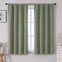 OWENIE Sally Sage Green Blackout Curtains for Bedroom 63 Inch Length 2 Panels Set, Solid Thermal Insulated Room Darkening Rod Pocket Window Treatment Curtains Drapes, W40 x L63 Inch, Sage Green