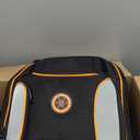 Tool Bag Backpack, 75 Pockets & Loops Heavy Duty Tools Organizer Bags/HVAC Tool Carrier for Eelectrician/Construction Work with Molded Base and Combination Lock, Large, Black and Orange