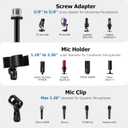 BILIONE Microphone Stand Floor, 30''-75'' Height Adjustable Boom Mic Stand with Weighted Base, 2 Clips & 3/8'' to 5/8'' Adapter Compatible with Blue Yeti HyperX QuadCast Shure SM58