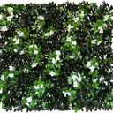 Sumery Expandable Fence Privacy Screen for Balcony Patio Outdoor,Decorative Faux Ivy Fencing Panel,Artificial Hedges (Single Sided Leaves) (2, Branches -White Fowers)
