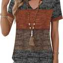 Kistore Womens Summer Tops Short Sleeve V Neck Casual Shirts Beach Vacation Dressy Work Blouses (S)