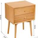 Night Stand, Midcentury Modern Solid Wood Nightstand with Drawer, Durable Sturdy Tall Bedside Tables with High Stool Leg, 17.72 W x 13.78 D x 23.63 H Inches (Natural)
