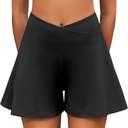 Flowy Shorts for Women with Pockets,Womens High Waisted Crossover Tennis Skorts Running Athletic Shorts XXL