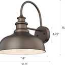 Bestshared Farmhouse Barn Light 14 Inch Dome Outdoor Wall Sconce, Outside Wall Mount Light, Exterior Lighting Fixture, Front Door Porch Lantern Lamp for Entryway, Patio (ORB+White, 14 Dome-2Pack)