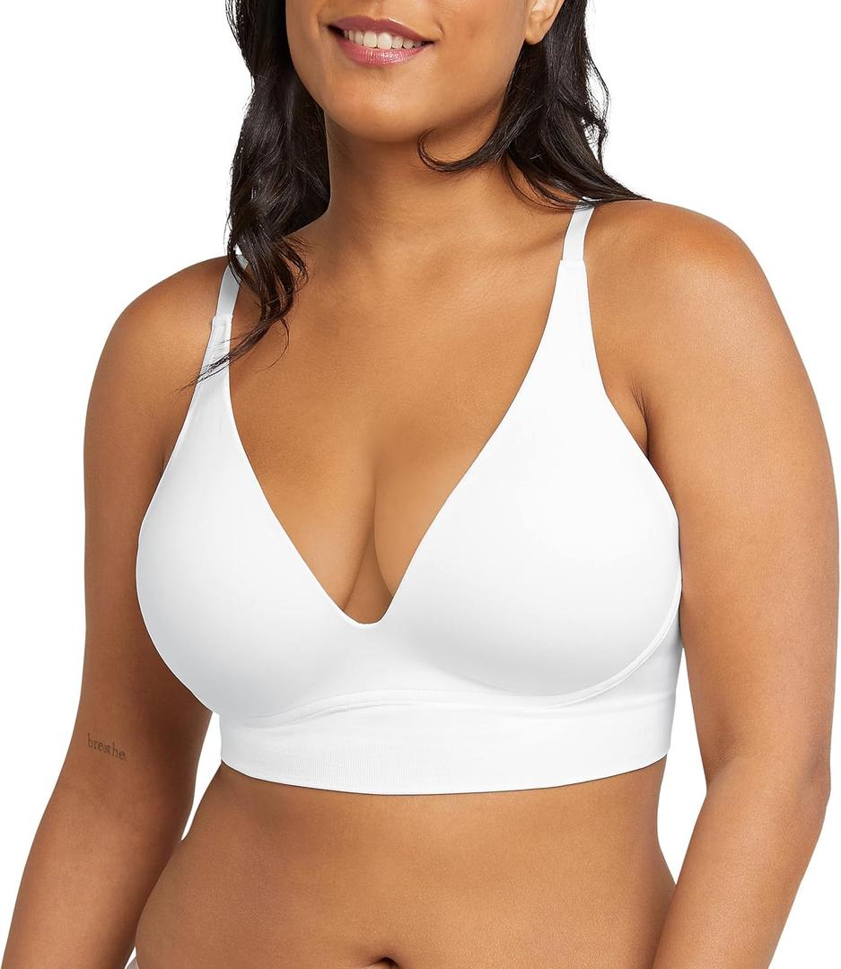 Maidenform Women's M Seamless Lift Bralette, Wireless Long-line Convertible Tank-style Bralette (XX-Large, White)