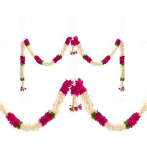 Toran Bandanwaar Acrylic Flower Garland for Wall Door Hanging Home Temple Festival Wedding Function Party Decoration Dcor and Gifting (White and Pink)