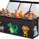 Extra Large Toy Box, Collapsible Sturdy Toy Storage Organizer with Lids, Dinosaur Storage Box for Boys Girls, 42"x16"x14" Kids Bin Chest Baskets for Living Room, Playroom, Bedroom, Nursery, Black (155L)