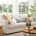 Kevin Textile 14x36 Inch Long Lumbar Pillow Cover 1 Pack Soft Plush Stripe Decorative Rectangle Cushion Elegant Double-Sided Corduroy Texture Pillow for Couch Sofa Chair Bed Home Decor, Cream White