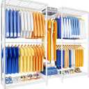 Ulif E12 Pro Clothes RackHeavy Duty Freestanding Garment Rack with ShelvesMetal Clothing Closet Storage System for Hanging Clothes71" W x 16" D x 76.5" H, Hold 960 lbsWhite