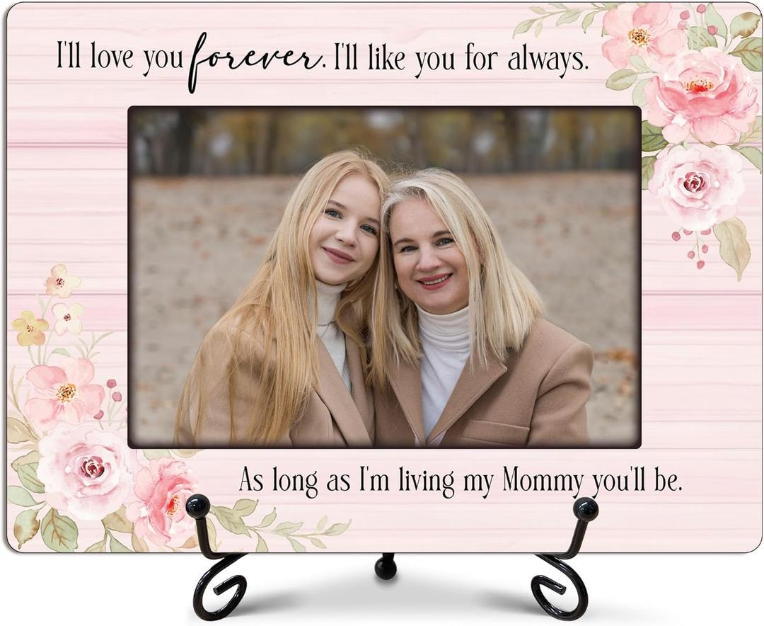 Mother Gifts form Son Daughter, Love You Forever Photo Frame for Mom, Mothers Day Birthday Christmas Gifts for New Mom, Home Office Farmhouse Desk Decor (for 4x6 Photo)-A12