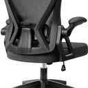 Office Chair, Ergonomic Home Computer Desk Chairs, Comfy Breathable Mesh Chair with Adjustable Lumbar Support Flip-up Armrests, Executive Task Chair with High Back for Home Office Rolling Swivel Chair (Black)